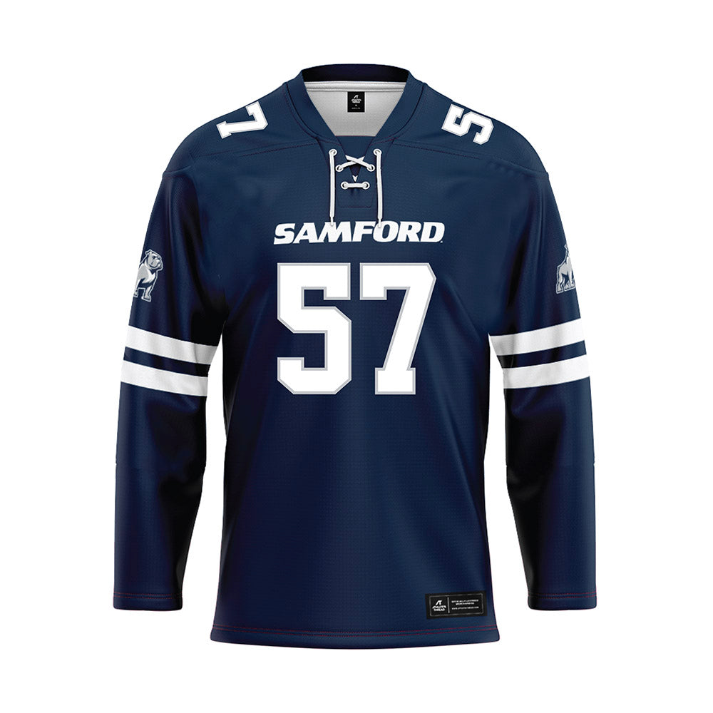 Samford - NCAA Football : Web Davidson - Blue Hockey Jersey-0