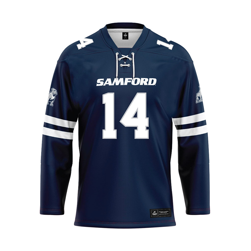 Samford - NCAA Baseball : Angelo Prieto - Blue Hockey Jersey