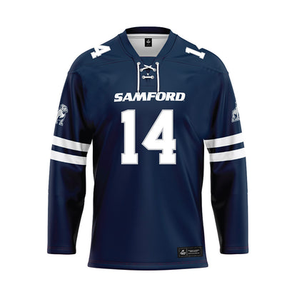 Samford - NCAA Baseball : Angelo Prieto - Blue Hockey Jersey