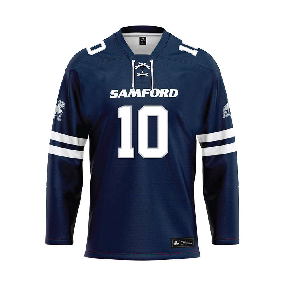 Samford - NCAA Football : Aj Johnson - Blue Hockey Jersey-0