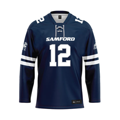Samford - NCAA Football : Charlie Gilliam - Blue Hockey Jersey-0