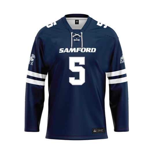 Samford - NCAA Women's Volleyball : Shea Bruntmyer - Blue Hockey Jersey-0