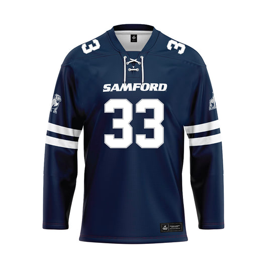 Samford - NCAA Men's Basketball : Jaden Brownell - Blue Hockey Jersey-0