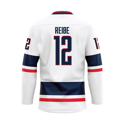 UConn - NCAA Men's Basketball : Eric Reibe - White Hockey Jersey-1