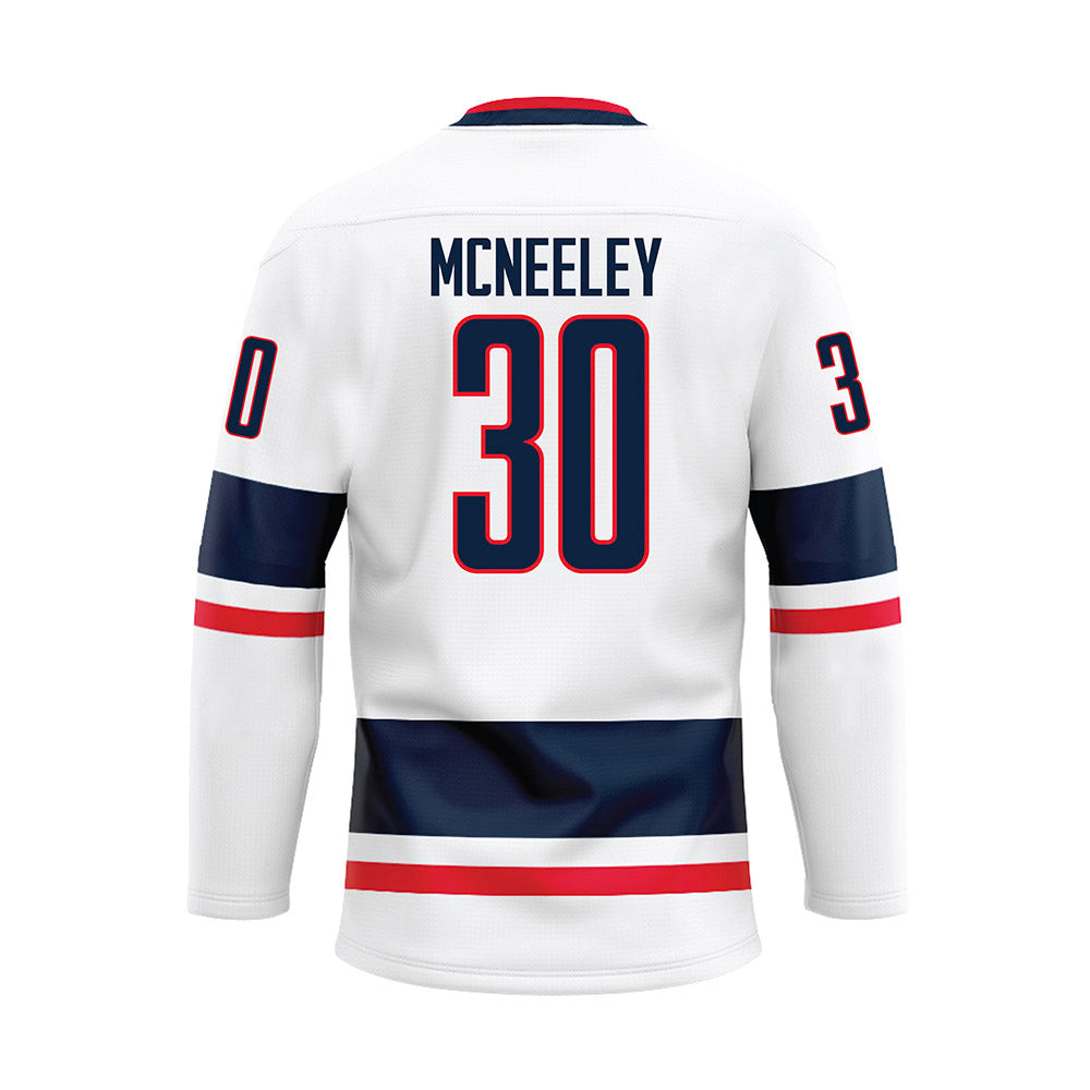 UConn - NCAA Men's Basketball : Liam McNeeley - White Hockey Jersey