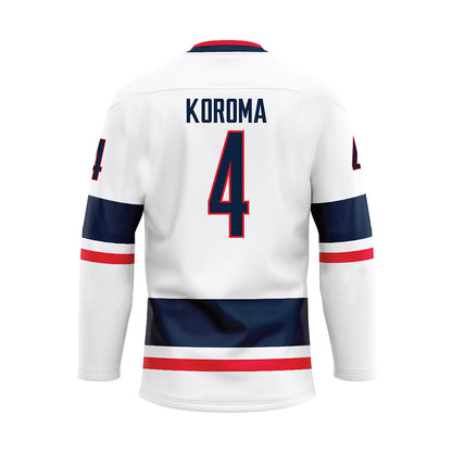 UConn - NCAA Men's Basketball : Dwayne Koroma - White Hockey Jersey-1