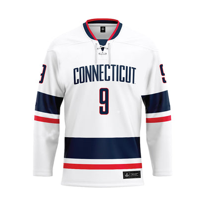 UConn - NCAA Men's Basketball : Alec Millender - White Hockey Jersey-0