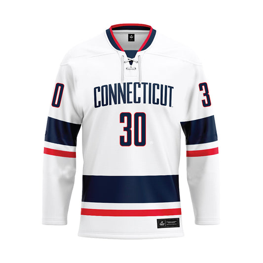 UConn - NCAA Men's Basketball : Liam McNeeley - White Hockey Jersey