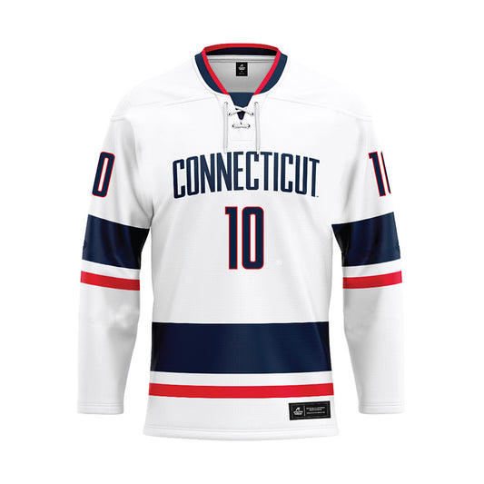 UConn - NCAA Men's Basketball : Rrezon Elezaj - White Hockey Jersey-0
