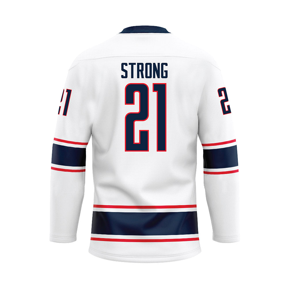 UConn - NCAA Women's Basketball : Sarah Strong - White Hockey Jersey-1