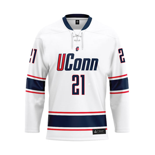 UConn - NCAA Women's Basketball : Sarah Strong - White Hockey Jersey-0