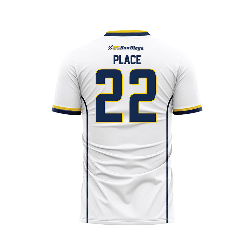 UCSD - NCAA Men's Soccer : Connor Place - White Soccer Jersey-1