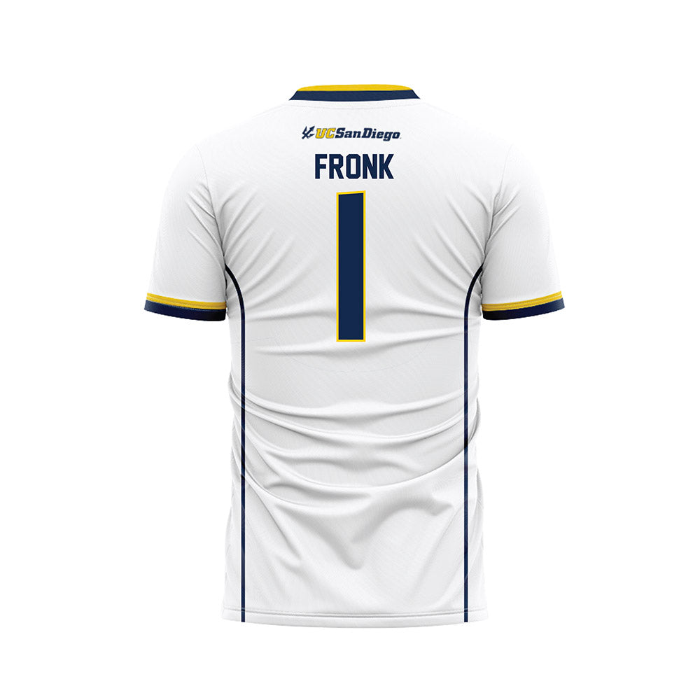 UCSD - NCAA Women's Soccer : Ginny Fronk - White Soccer Jersey-1