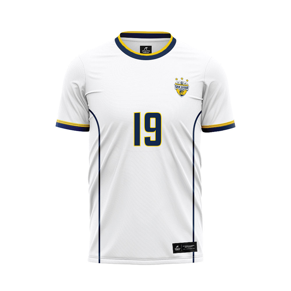 UCSD - NCAA Men's Soccer : Woody Brown - White Soccer Jersey-0