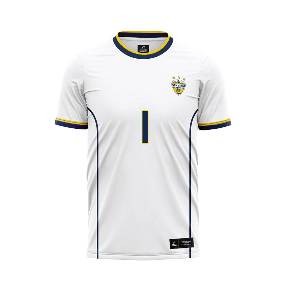 UCSD - NCAA Women's Soccer : Ginny Fronk - White Soccer Jersey-0