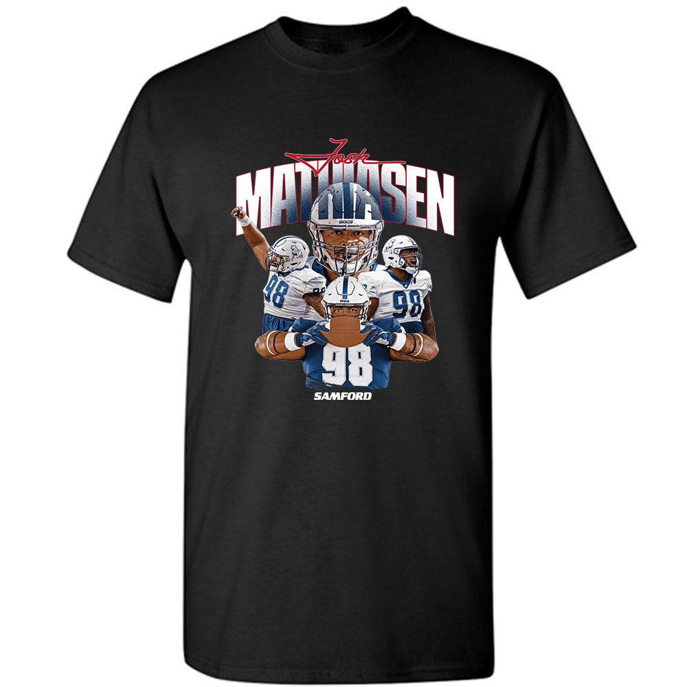 Samford - NCAA Football : Joshua Mathiasen - Player Collage T-Shirt