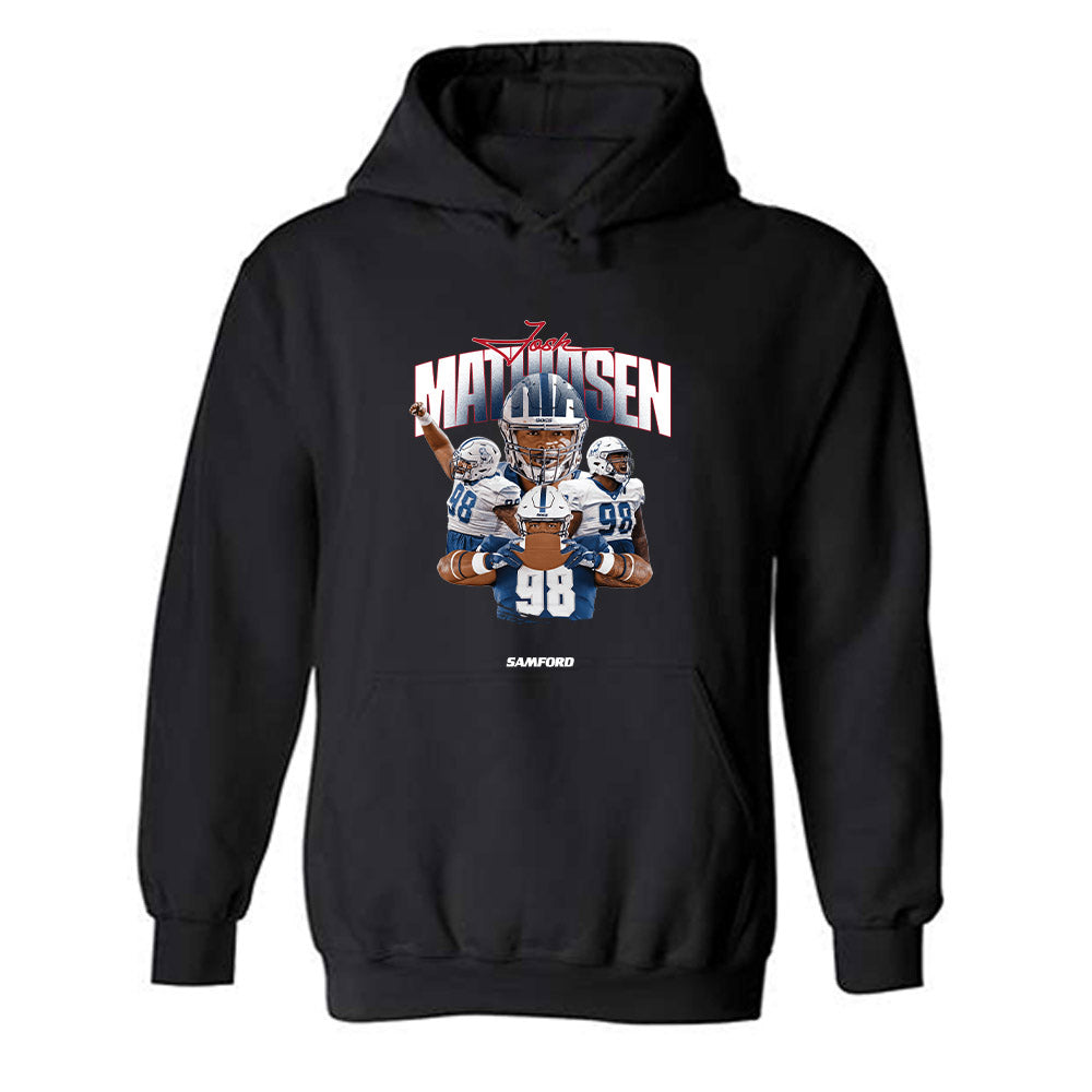 Samford - NCAA Football : Joshua Mathiasen - Player Collage Hooded Sweatshirt