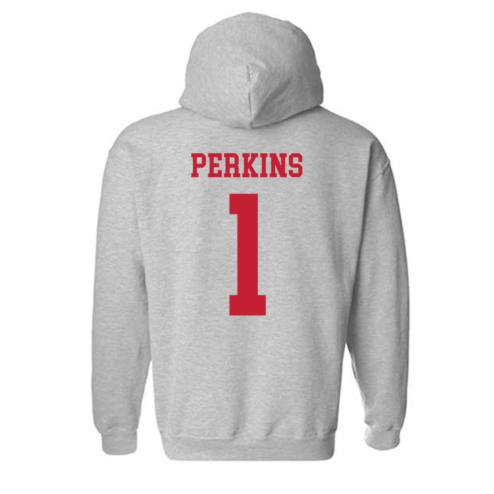 Ball State - NCAA Baseball : Maalik Perkins - Classic Shersey Hooded Sweatshirt-1