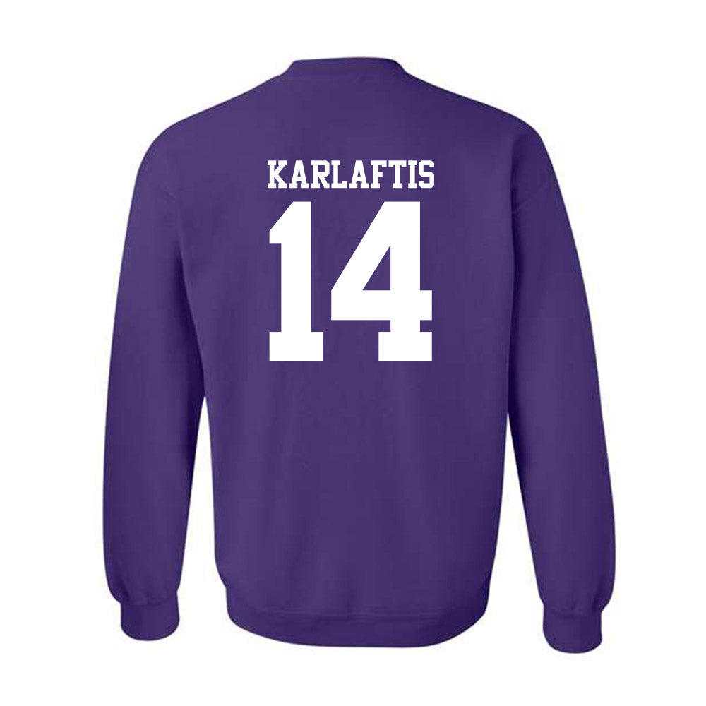 Northwestern - NCAA Football : Yannis Karlaftis - Classic Shersey Crewneck Sweatshirt-1