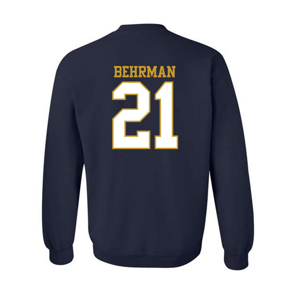 Notre Dame - NCAA Men's Lacrosse : Brock Behrman - Generic Shersey Crewneck Sweatshirt