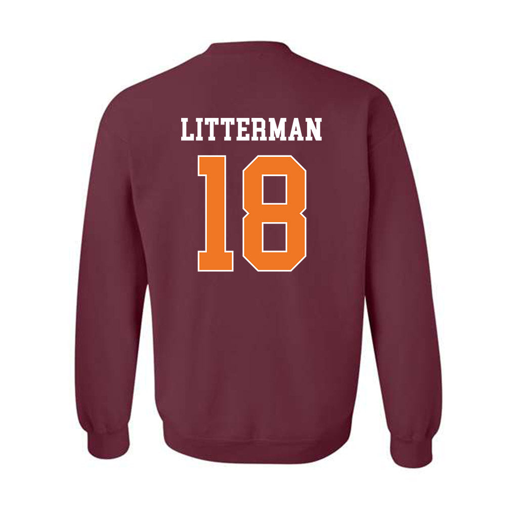 Virginia Tech - NCAA Baseball : Hudson Litterman - Classic Shersey Crewneck Sweatshirt-1