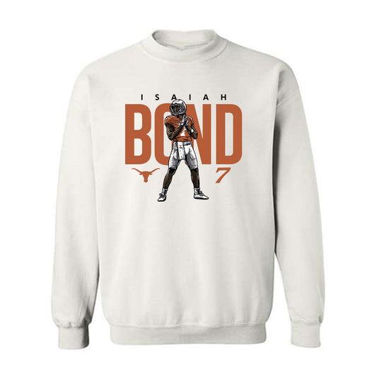 Texas - NCAA Football : Isaiah Bond - Player Illustration Crewneck Sweatshirt Player Illustration