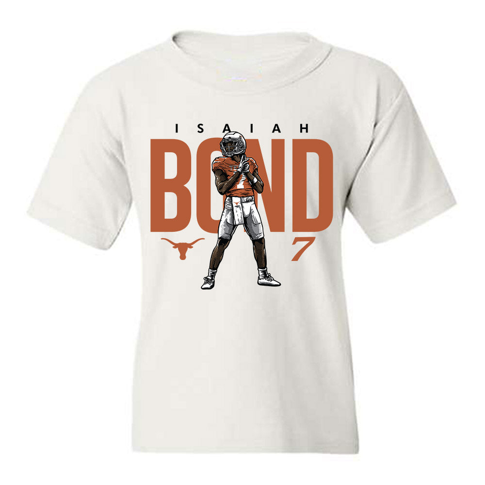 Texas - NCAA Football : Isaiah Bond - Player Illustration Youth T-Shirt Player Illustration