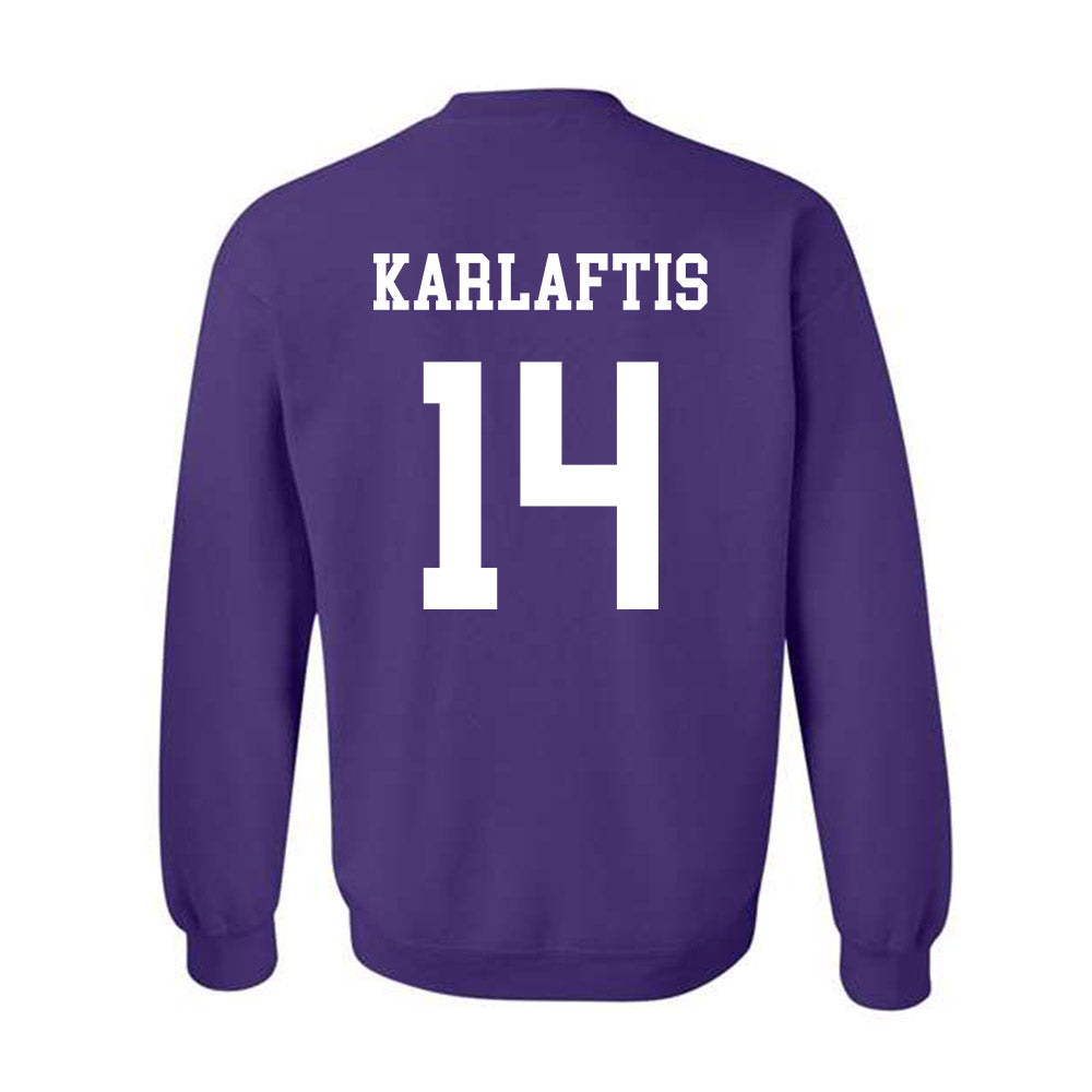 Northwestern - NCAA Football : Yannis Karlaftis - Sports Shersey Crewneck Sweatshirt-1