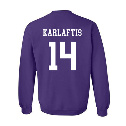Northwestern - NCAA Football : Yannis Karlaftis - Sports Shersey Crewneck Sweatshirt-1