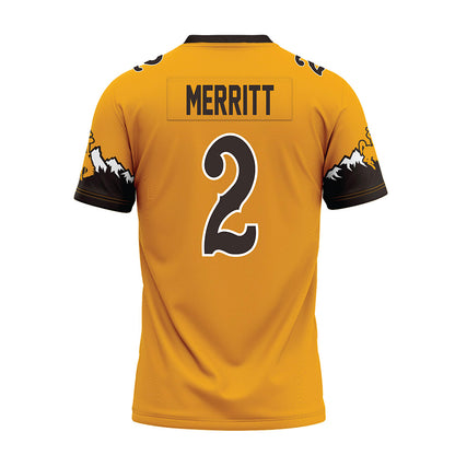 Wyoming - NCAA Football : Caleb Merritt - Gold Premium Football Jersey-1