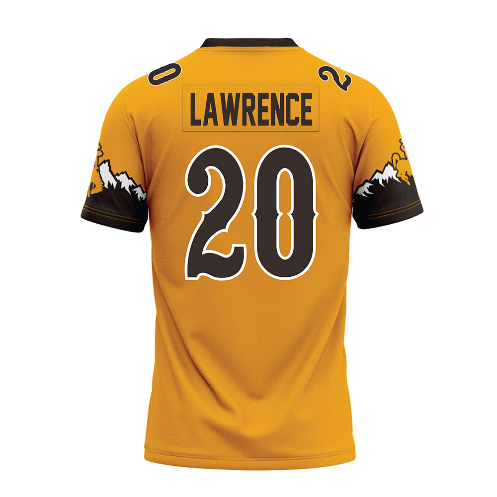 Wyoming - NCAA Football : Jaden Lawrence - Gold Premium Football Jersey-1