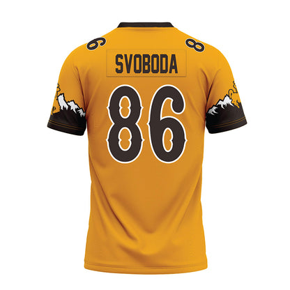 Wyoming - NCAA Football : Evan Svoboda - Gold Premium Football Jersey-1