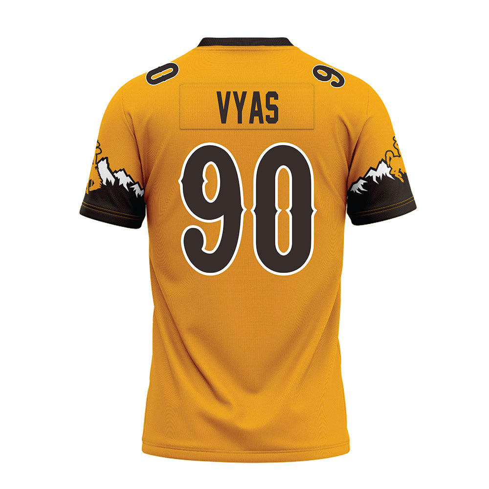 Wyoming - NCAA Football : Aneesh Vyas - Gold Premium Football Jersey-1