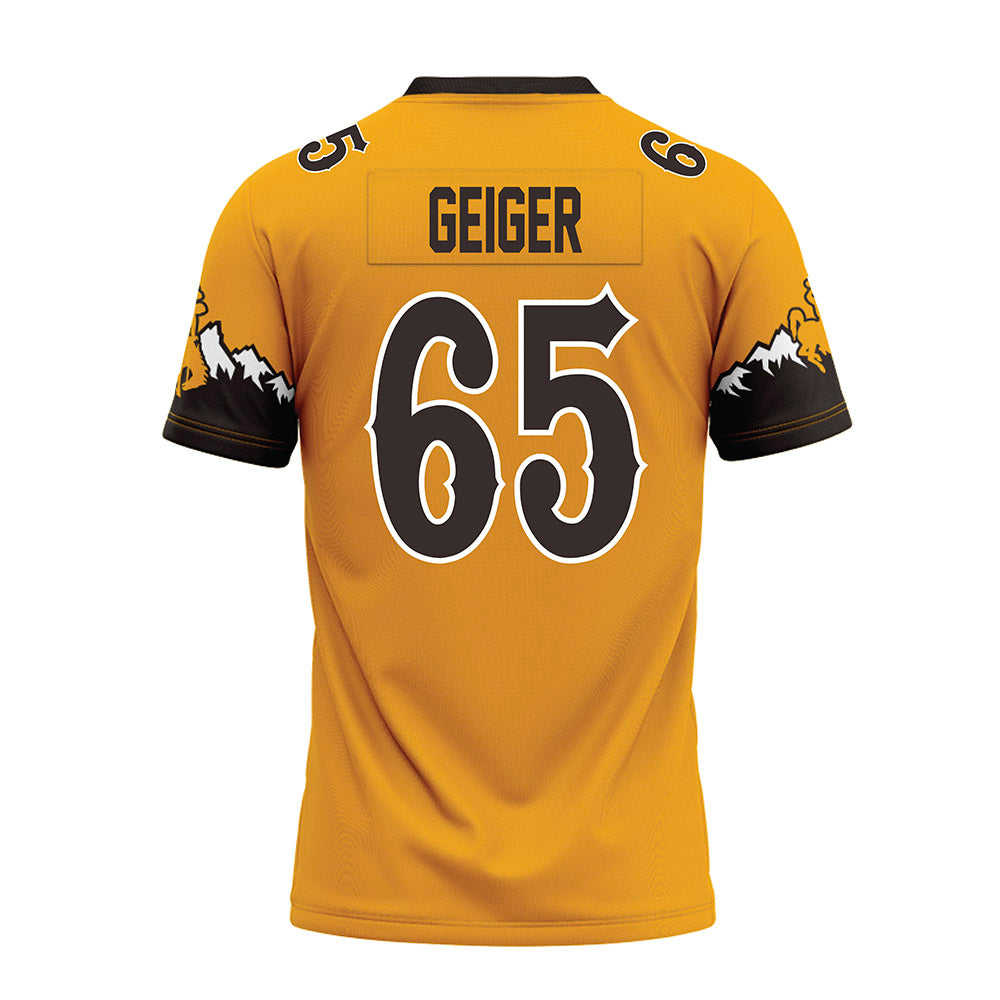 Wyoming - NCAA Football : Nathan Geiger - Gold Premium Football Jersey