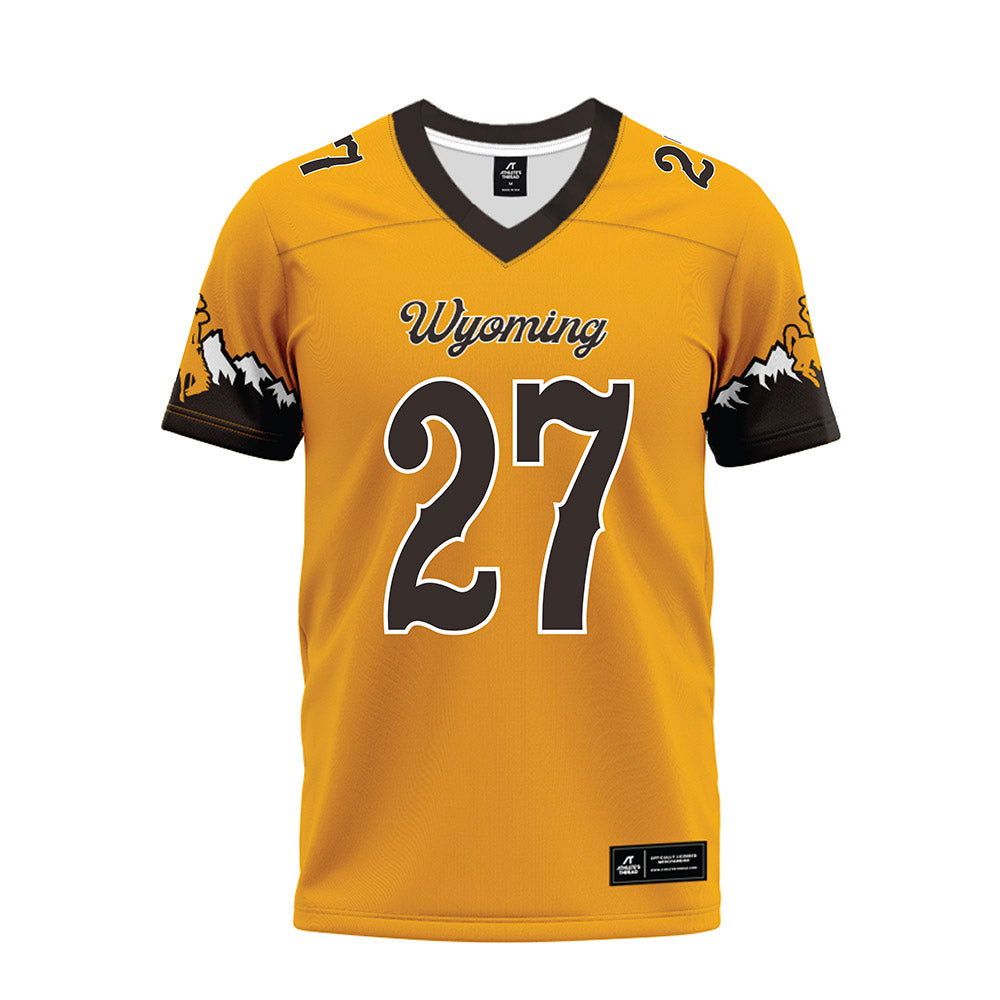 Wyoming - NCAA Football : Dontae Burch - Gold Premium Football Jersey-0