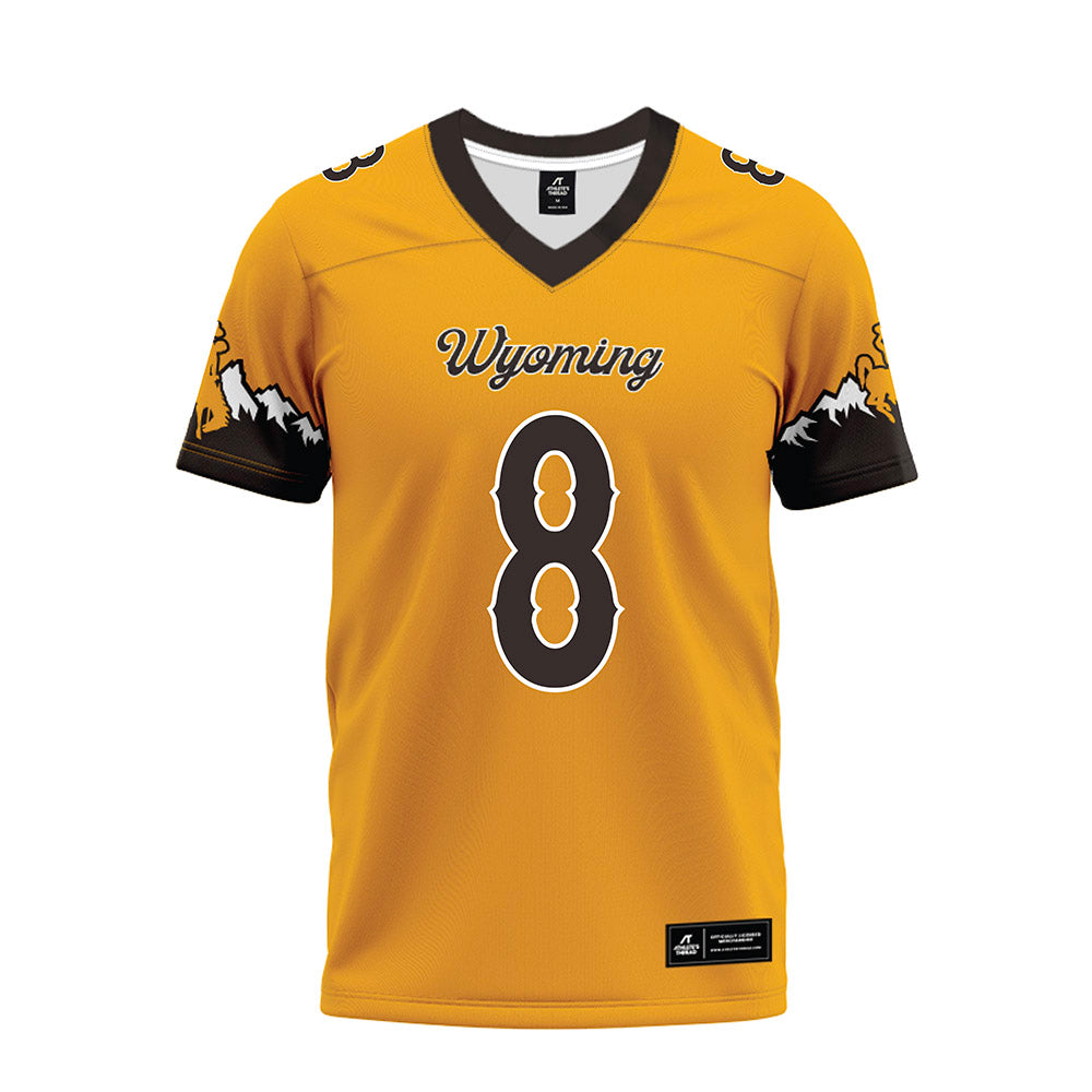 Wyoming - NCAA Football : Tyrese Boss - Gold Premium Football Jersey