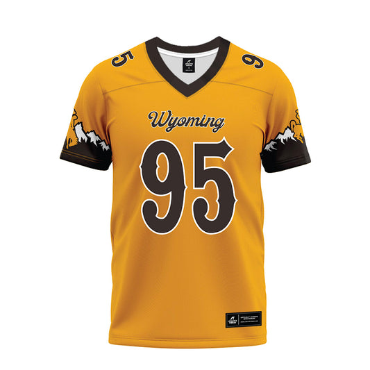 Wyoming - NCAA Football : Caleb Robinson - Gold Premium Football Jersey