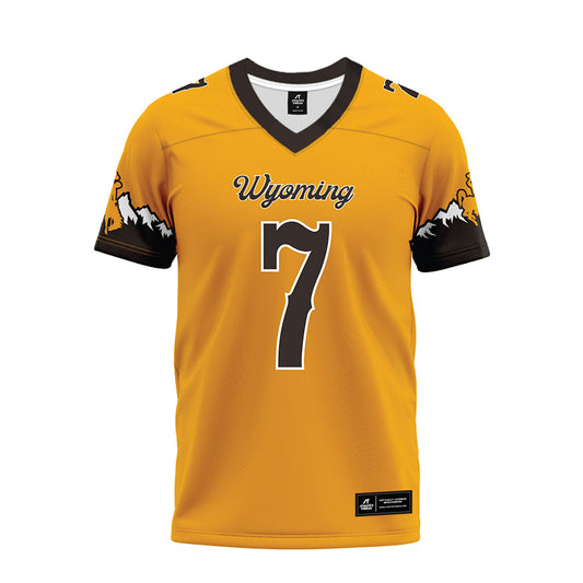 Wyoming - NCAA Football : Mason Drube - Gold Premium Football Jersey-0