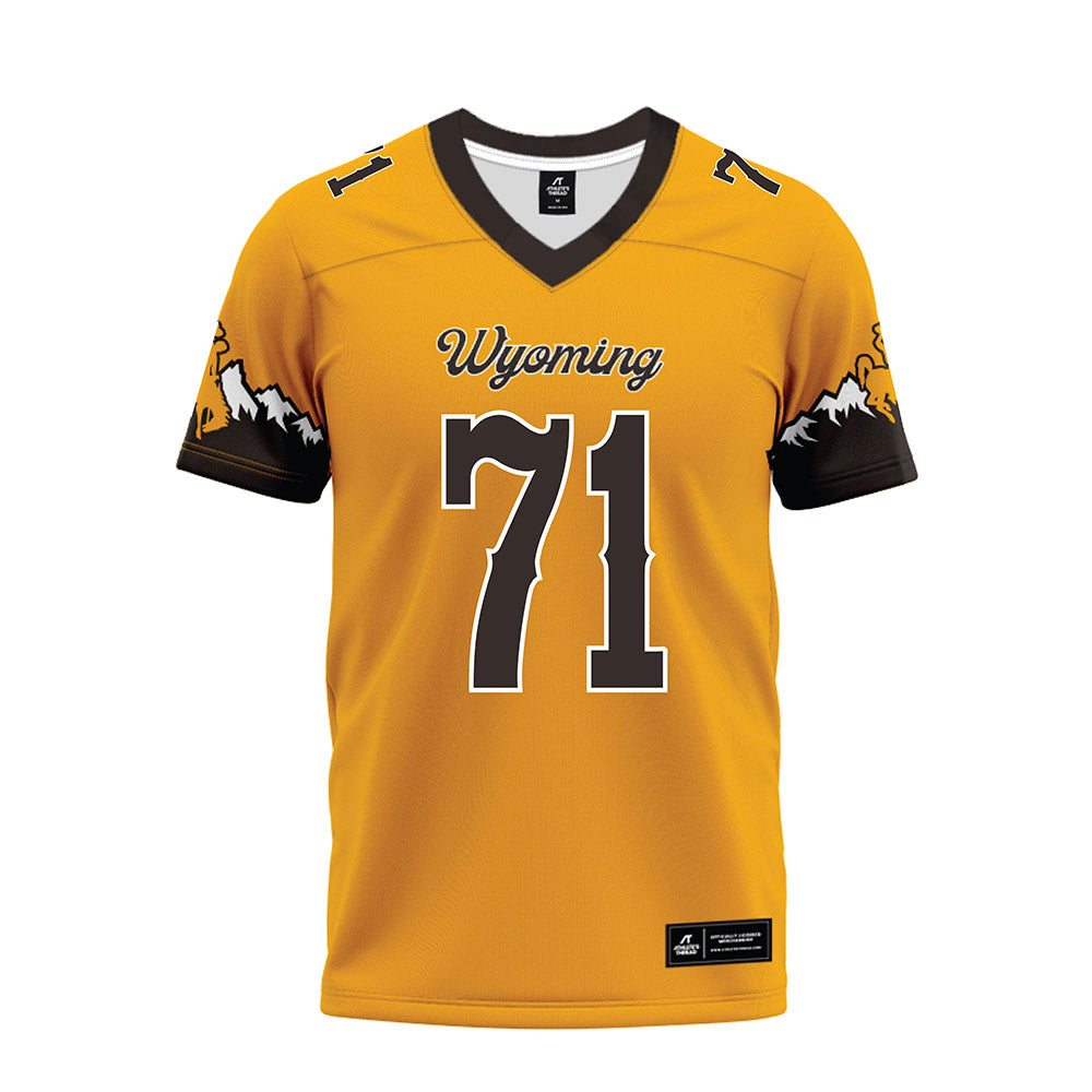 Wyoming - NCAA Football : Jake Davies - Gold Premium Football Jersey