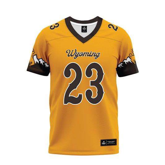 Wyoming - NCAA Football : Tyler Nystrom - Gold Premium Football Jersey