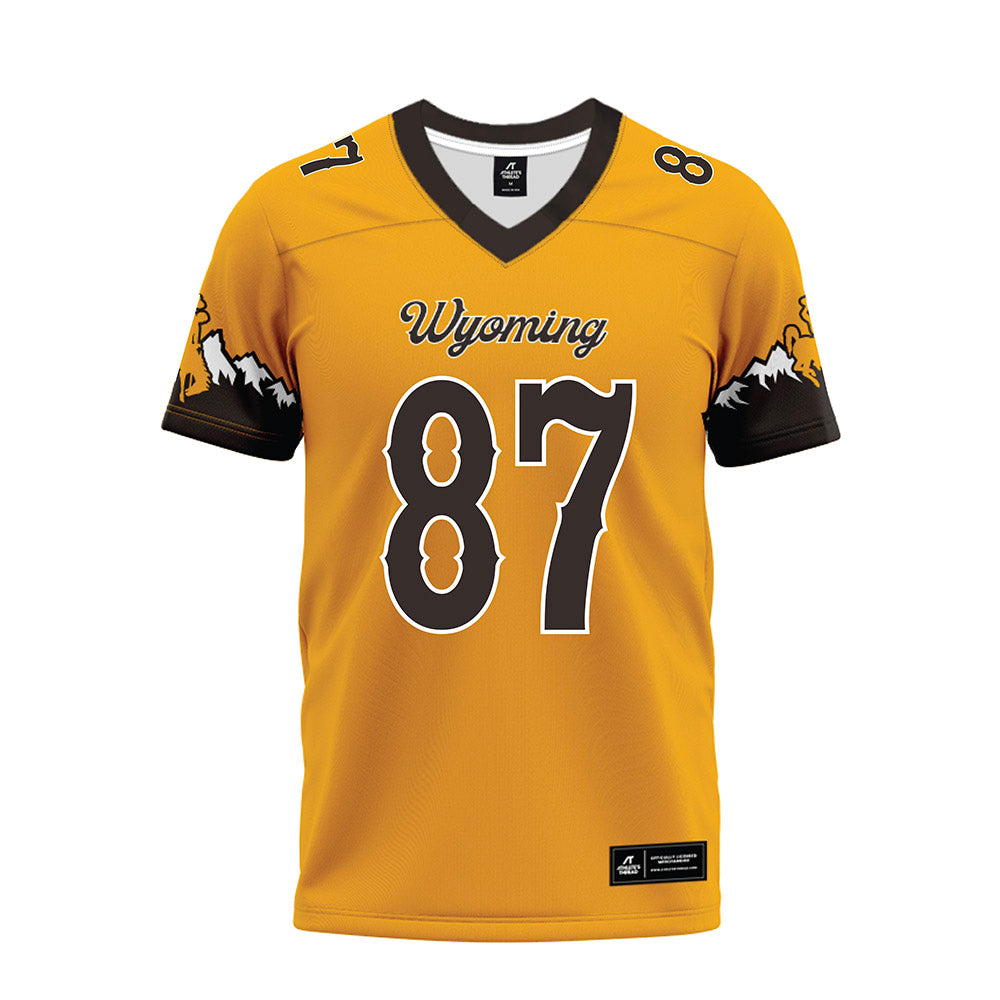 Wyoming - NCAA Football : Isaac Schoenfeld - Gold Premium Football Jersey