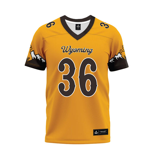 Wyoming - NCAA Football : Jack Harvey - Gold Premium Football Jersey