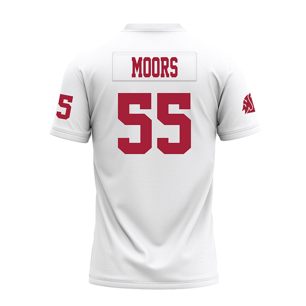 WSU - NCAA Football : Hyrum Moors - White Premium Football Jersey