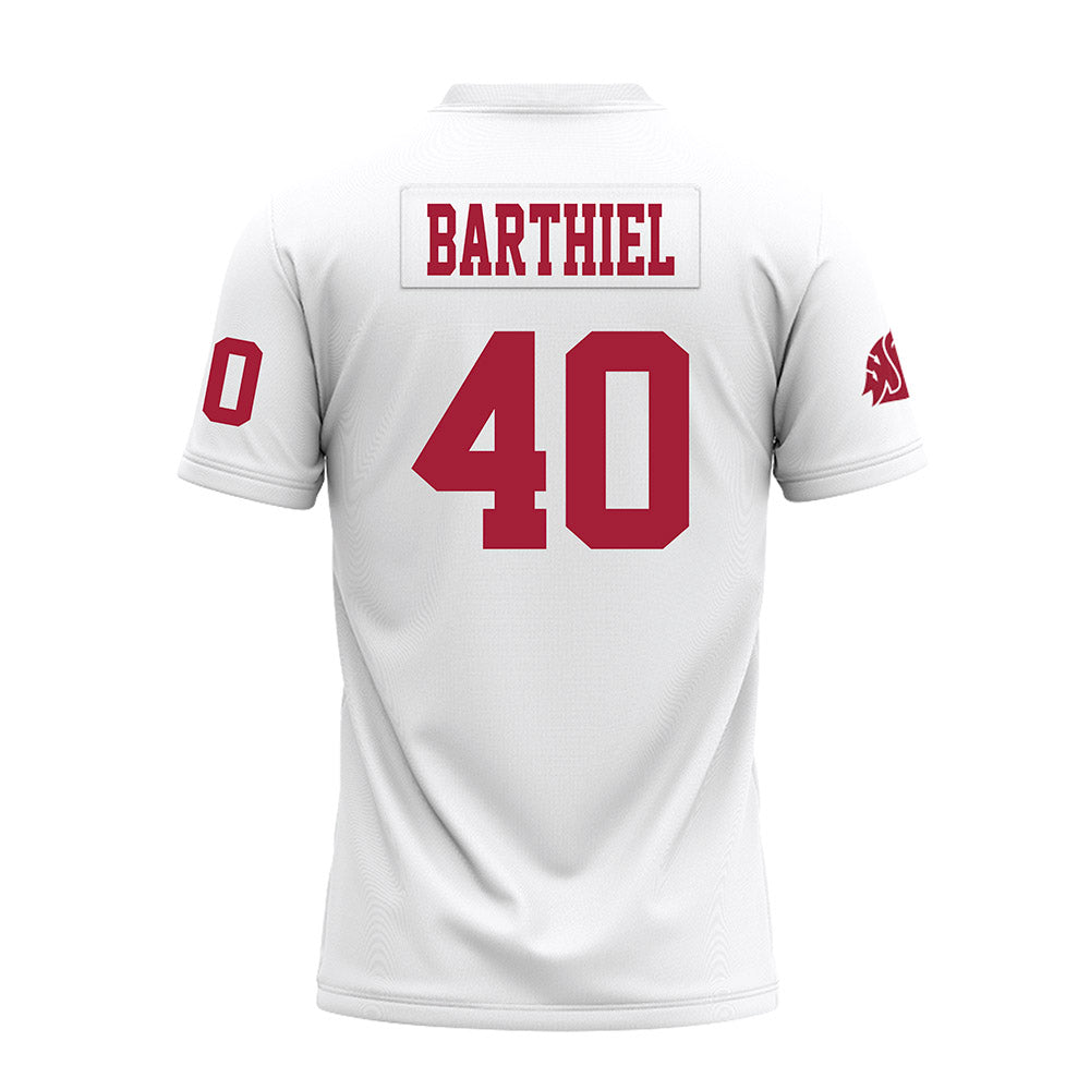 WSU - NCAA Football : Gavin Barthiel - White Premium Football Jersey-1