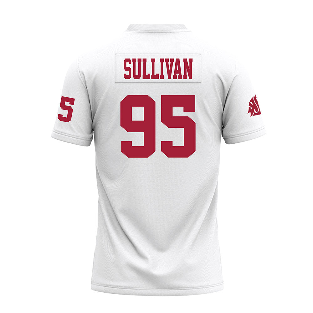 WSU - NCAA Football : Connor Sullivan - White Premium Football Jersey-1