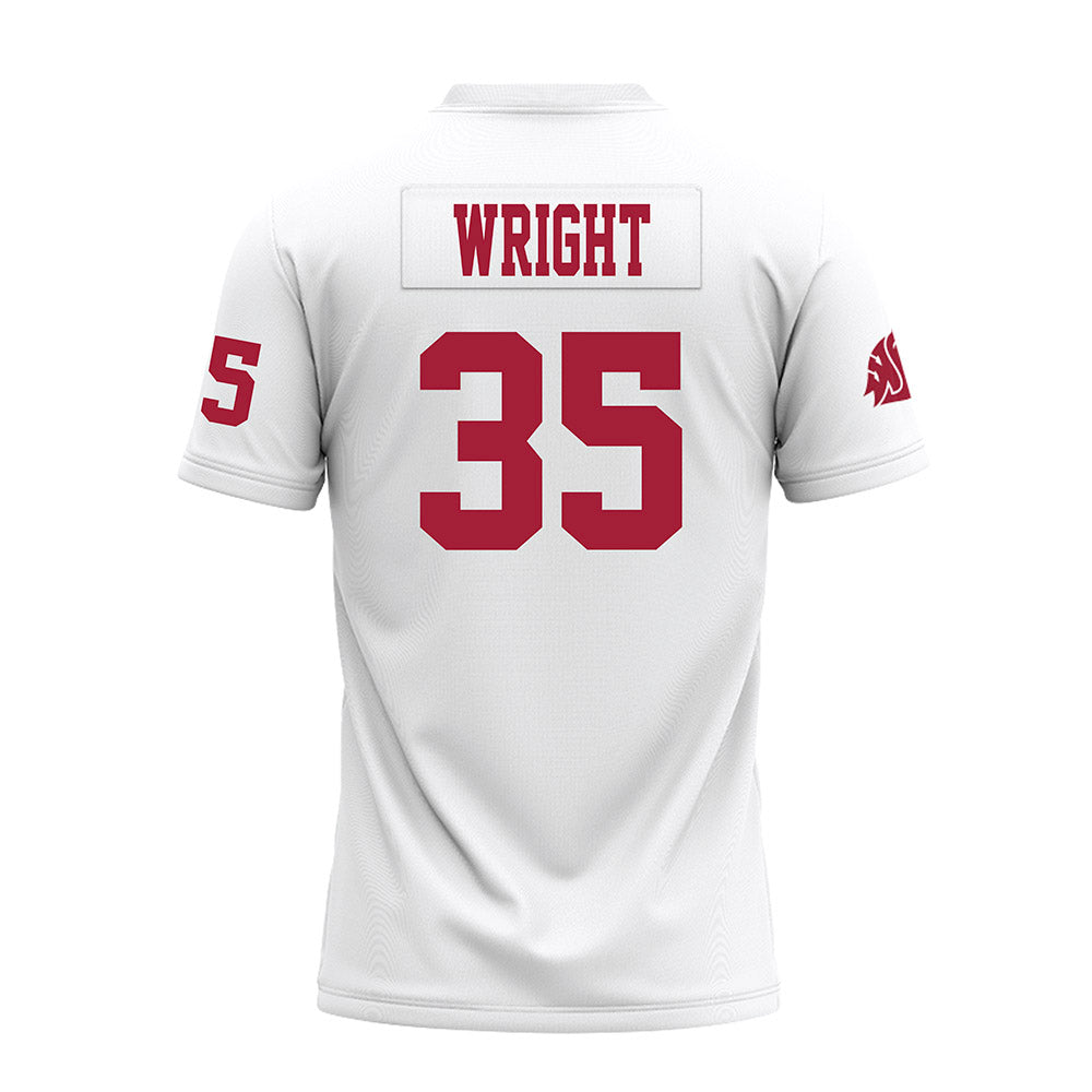 WSU - NCAA Football : Erimus Wright - White Premium Football Jersey-1