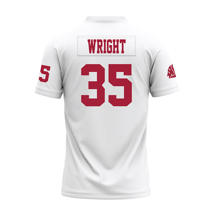 WSU - NCAA Football : Erimus Wright - White Premium Football Jersey-1