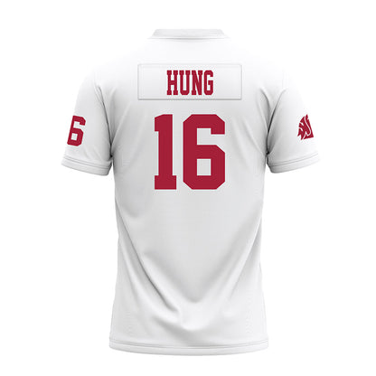 WSU - NCAA Football : Isaiah Hung - White Premium Football Jersey-1