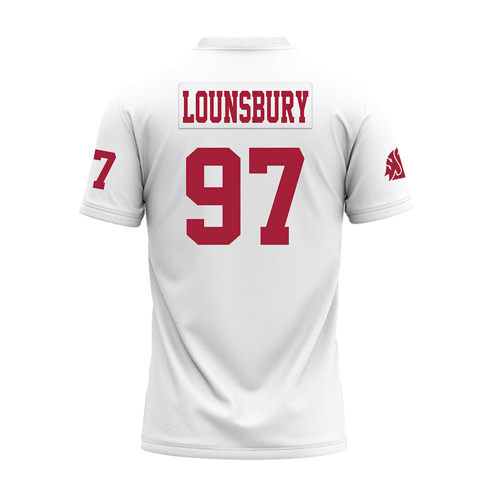WSU - NCAA Football : Adlai Lounsbury - White Premium Football Jersey-1