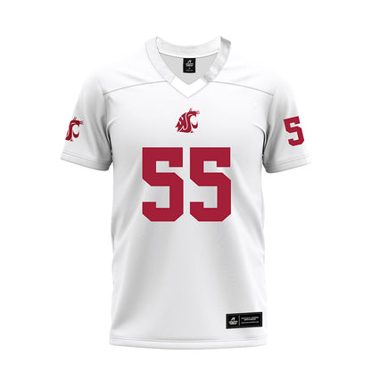 WSU - NCAA Football : Hyrum Moors - White Premium Football Jersey